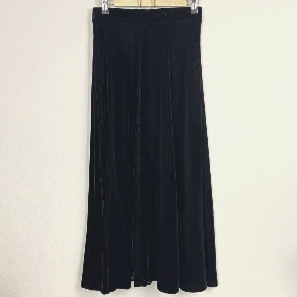 Vintage 90s Michelle Stuart Black Velvet Maxi Skirt 10 (27" waist)